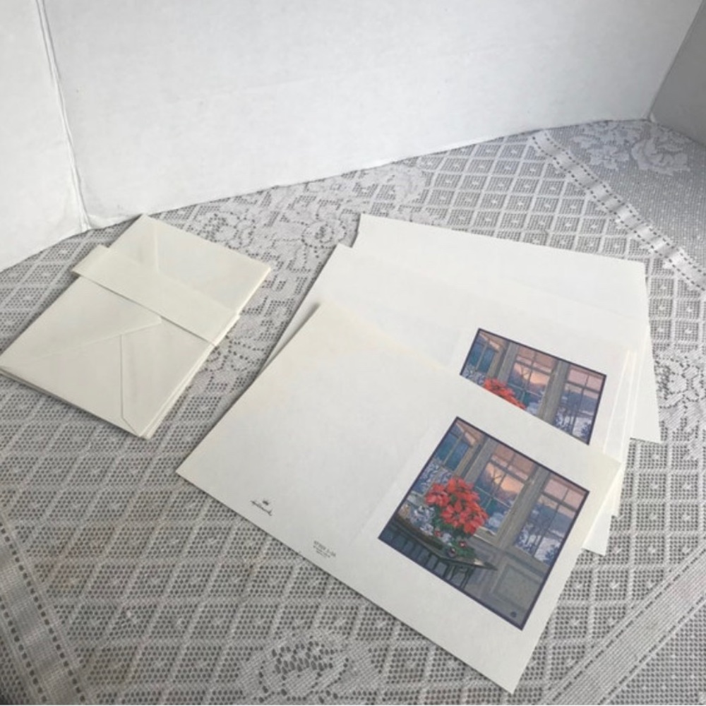 Vintage Poinsettia Hallmark Cards and Envelopes